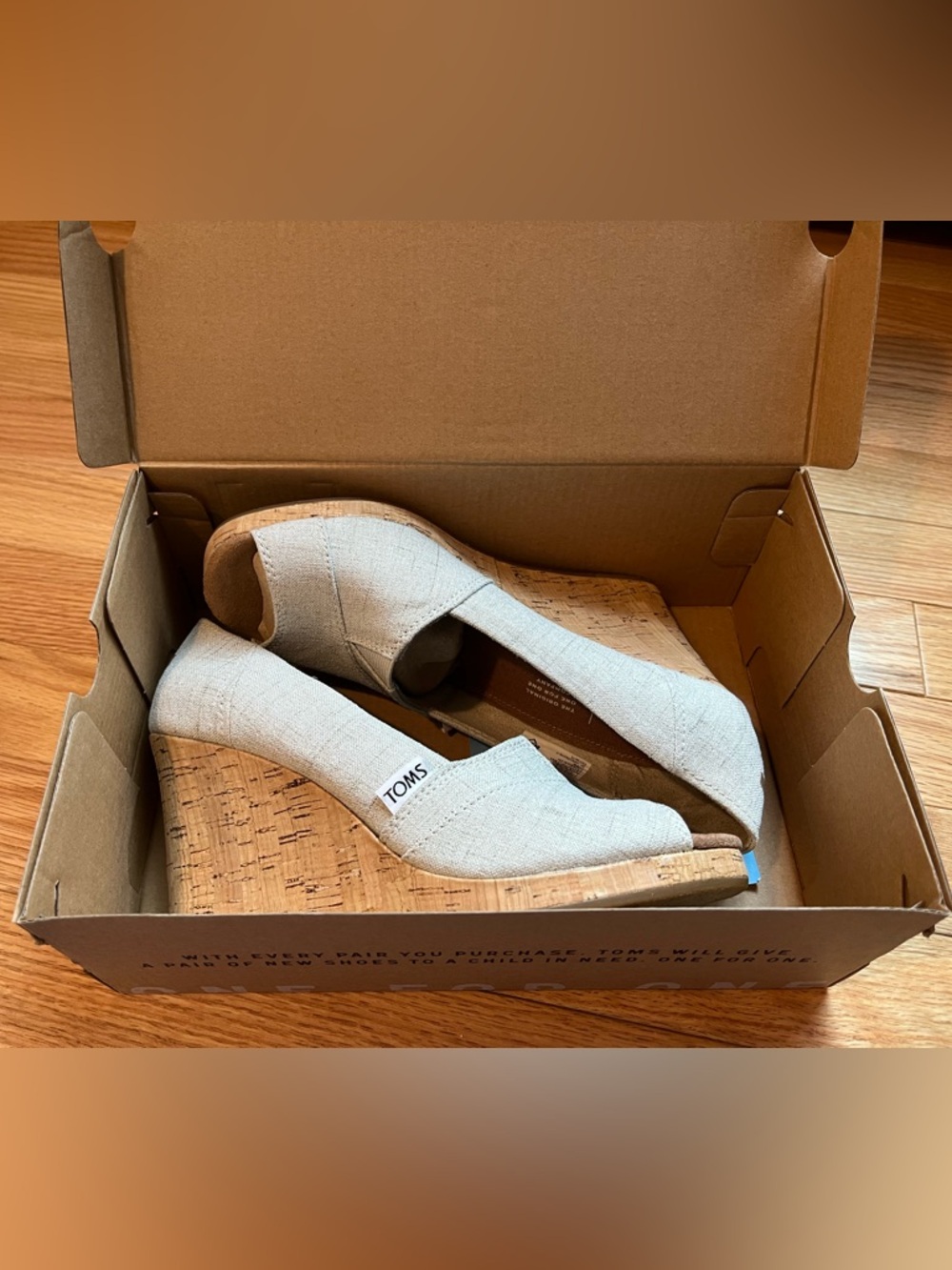 Toms Wedge Crosshatch Jacquard Cream Cork Wedge Espadrilles